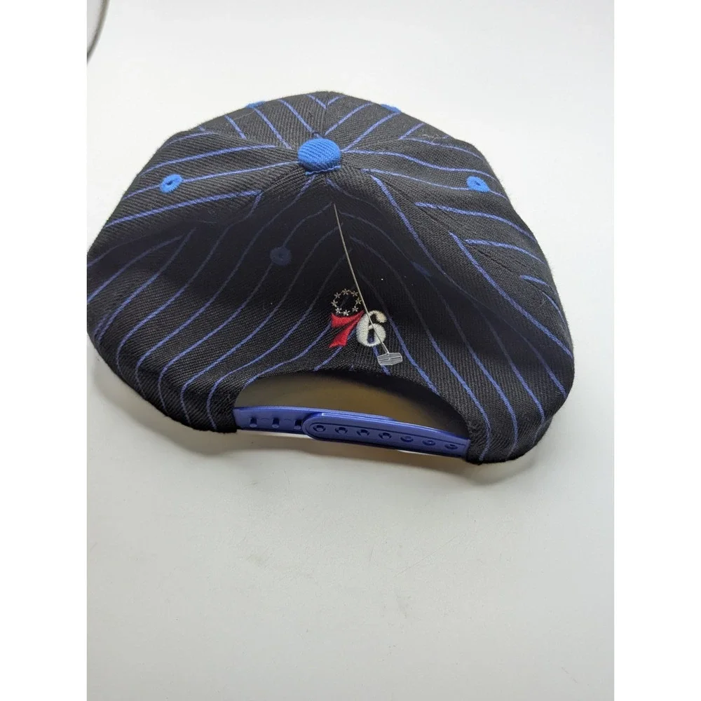 NWT Ultra Game Philadelphia 76ers‎ Hat Cap Pinstripe Black Blue Snapback NBA